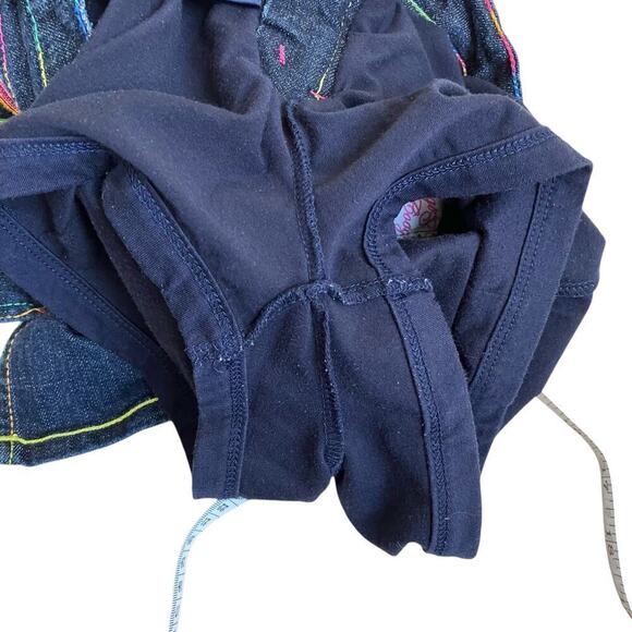 Coogi Girls Heart Embroidered Denim Skirt Skort Dark Wash Rainbow Colors Sz 6X - Picture 11 of 16